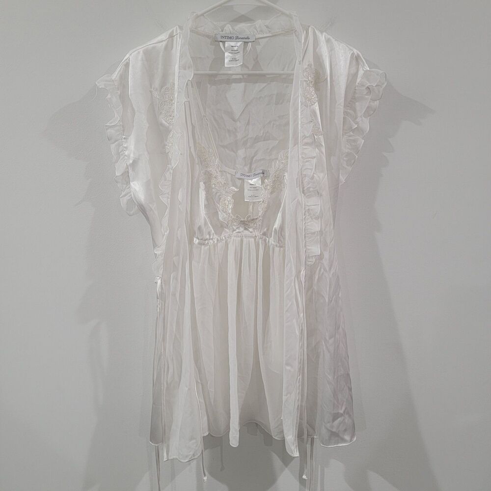 Intimo Donatella Womens Robe Nightie Thong Size Medium Lace Babydoll Coquette